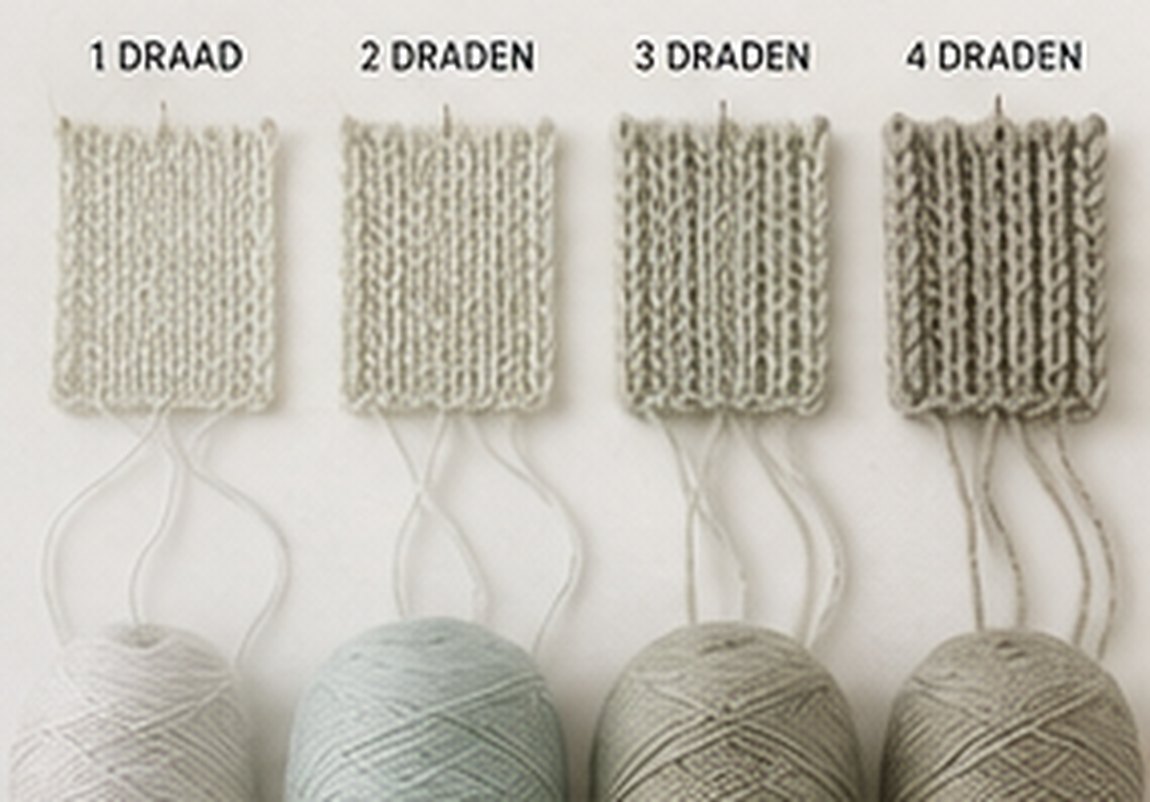 Meerdere draden fijne 100% Baby Alpaca samengevoegd tot een dikkere draad